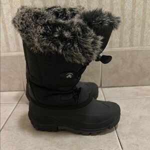 Black Winter Boots with Faux Fur Trim